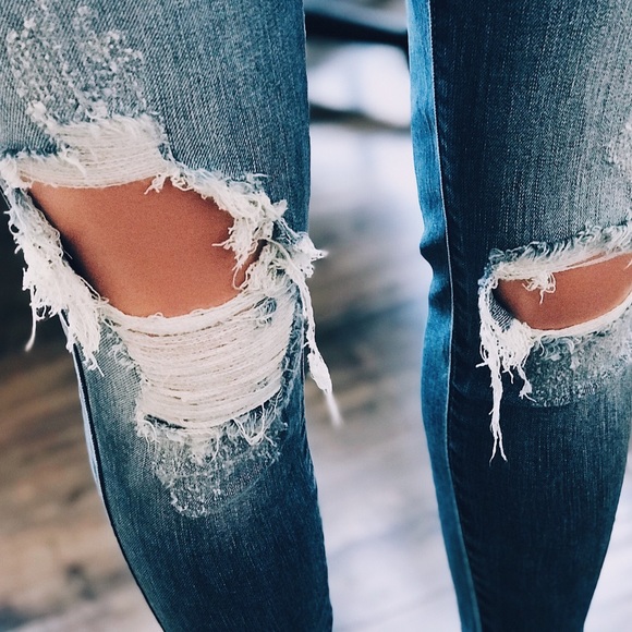 Distressed Denim Med Wash Ankle Skinny Jeans - Picture 3 of 10